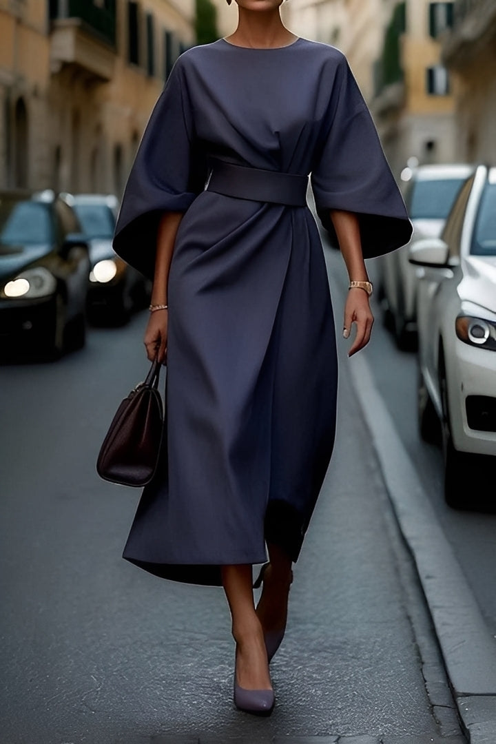 Nicole - Stylové midi šaty s lucernovými rukávy pro dámy