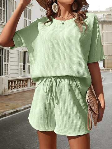 Evie - Ležérní vaflový outfit set pro dámy
