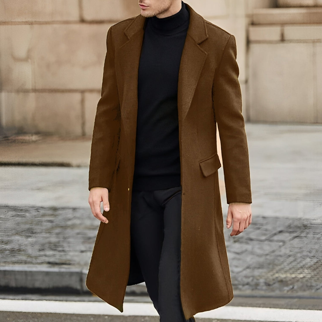 Nicholas - Elegantní dlouhý vlněný trenčkot pro muže