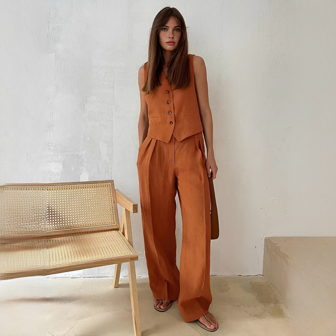 Eunise - Elegantní sada top a kalhoty