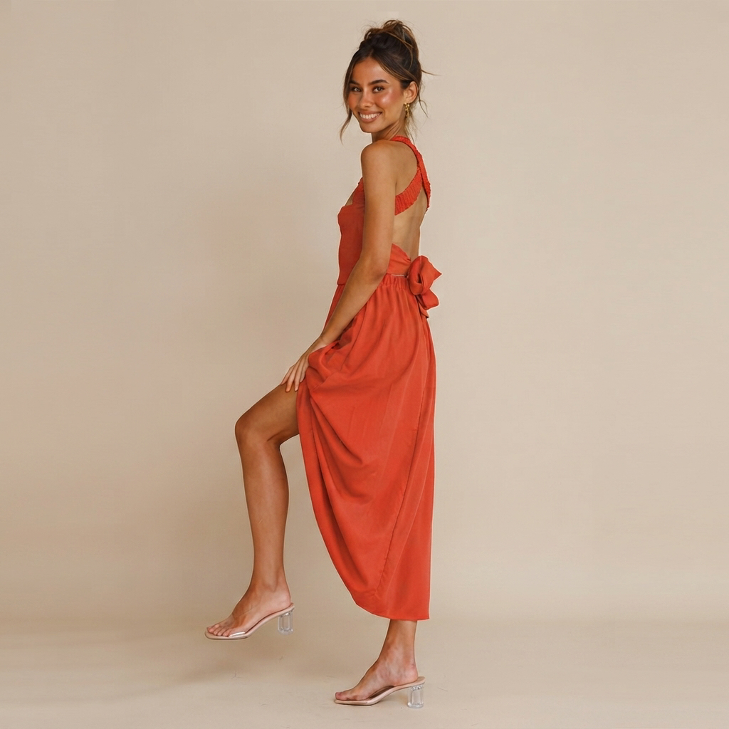 Lena - Elegantní midi šaty s hranatým výstřihem