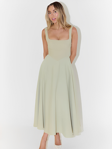 Julia - Elegantní midi šaty s čtvercovým výstřihem
