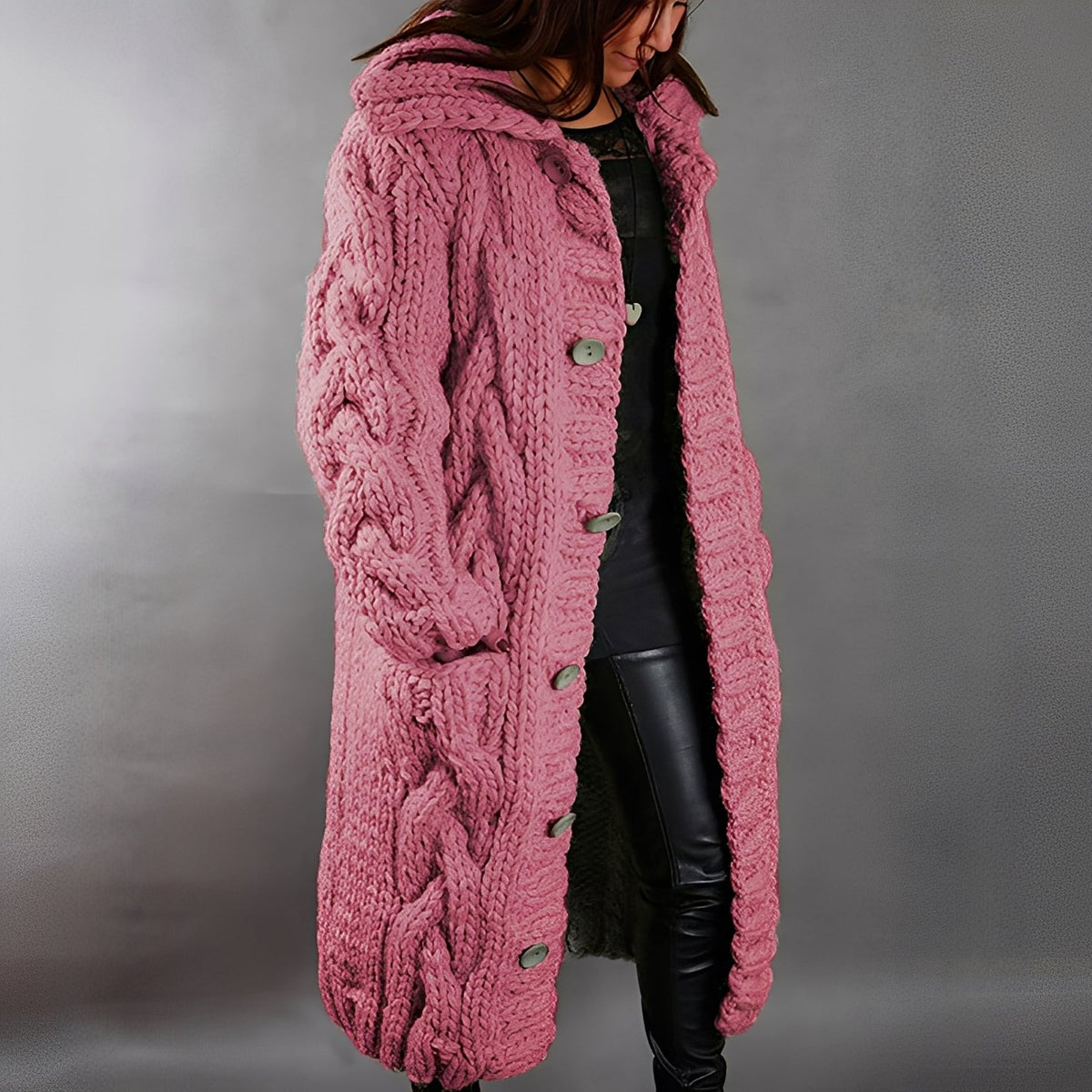 Arielle - Stylový, volně sedící dlouhý vlněný cardigan pro ženy