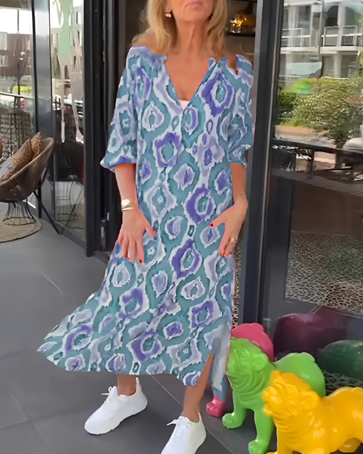 Rachael - Elegantní midi šaty s výstřihem do V