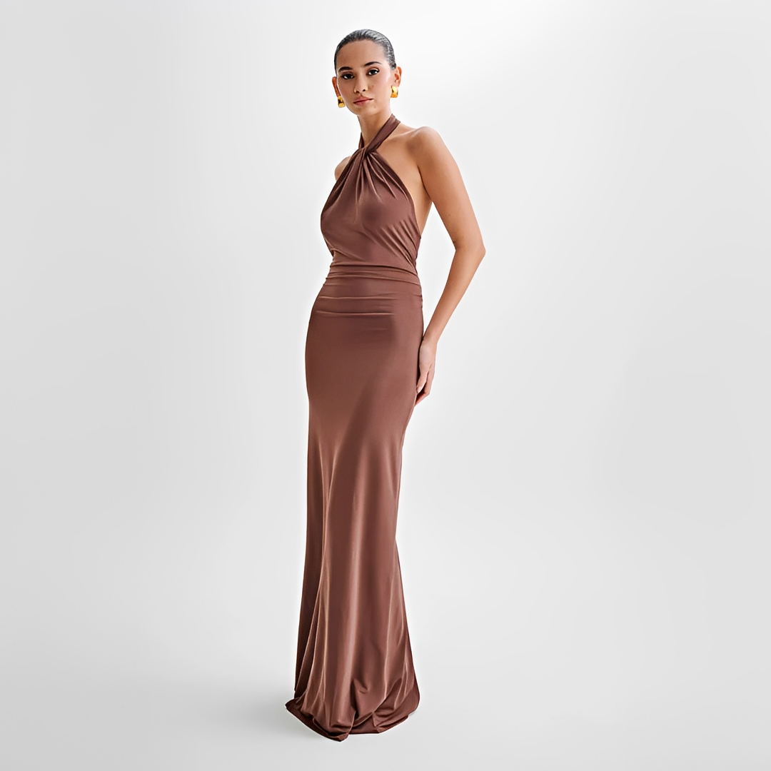 Jianna - Elegantní maxi šaty s halter výstřihem