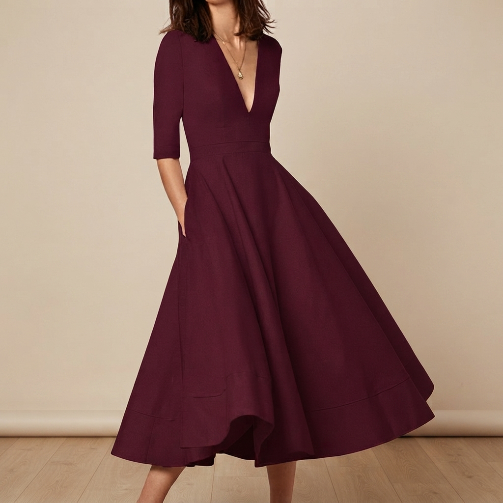 Debbie - Elegantní šaty s výstřihem do V