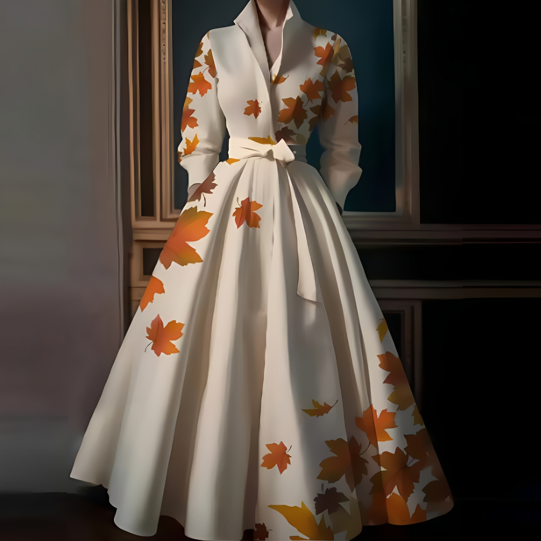 Megan - Elegantní dlouhé šaty s páskem pro ženy