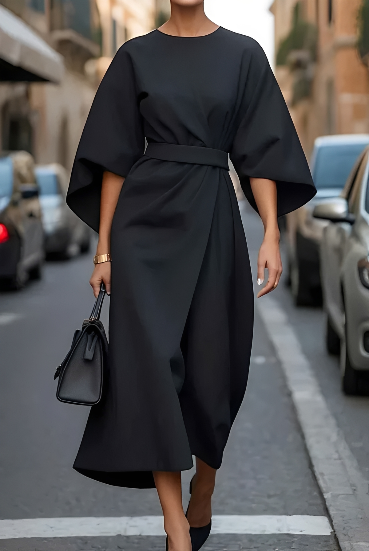 Vera - Elegantní midi šaty s páskem