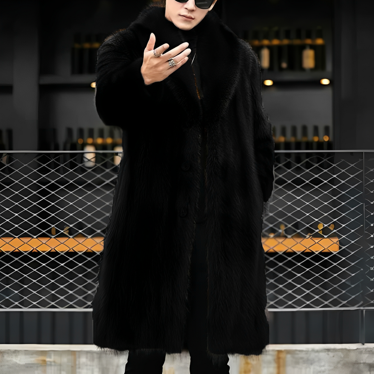 Matteo - Stylový dlouhý pánský kabát z kožešiny