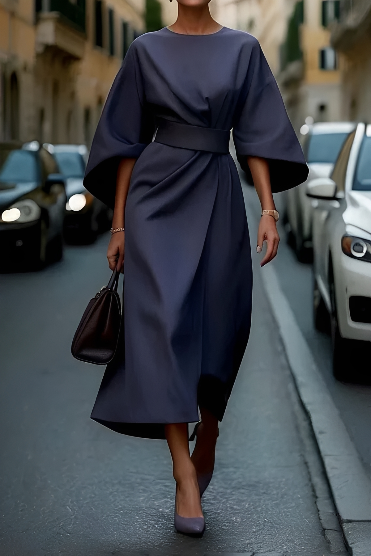 Vera - Elegantní midi šaty s páskem