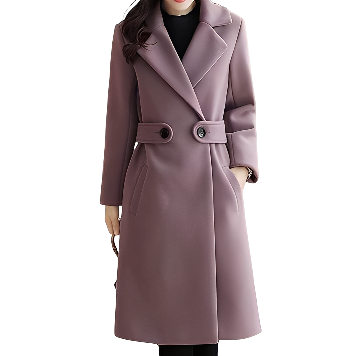 Kaylie - Elegantní nadkolenní vlněný kabát pro dámy