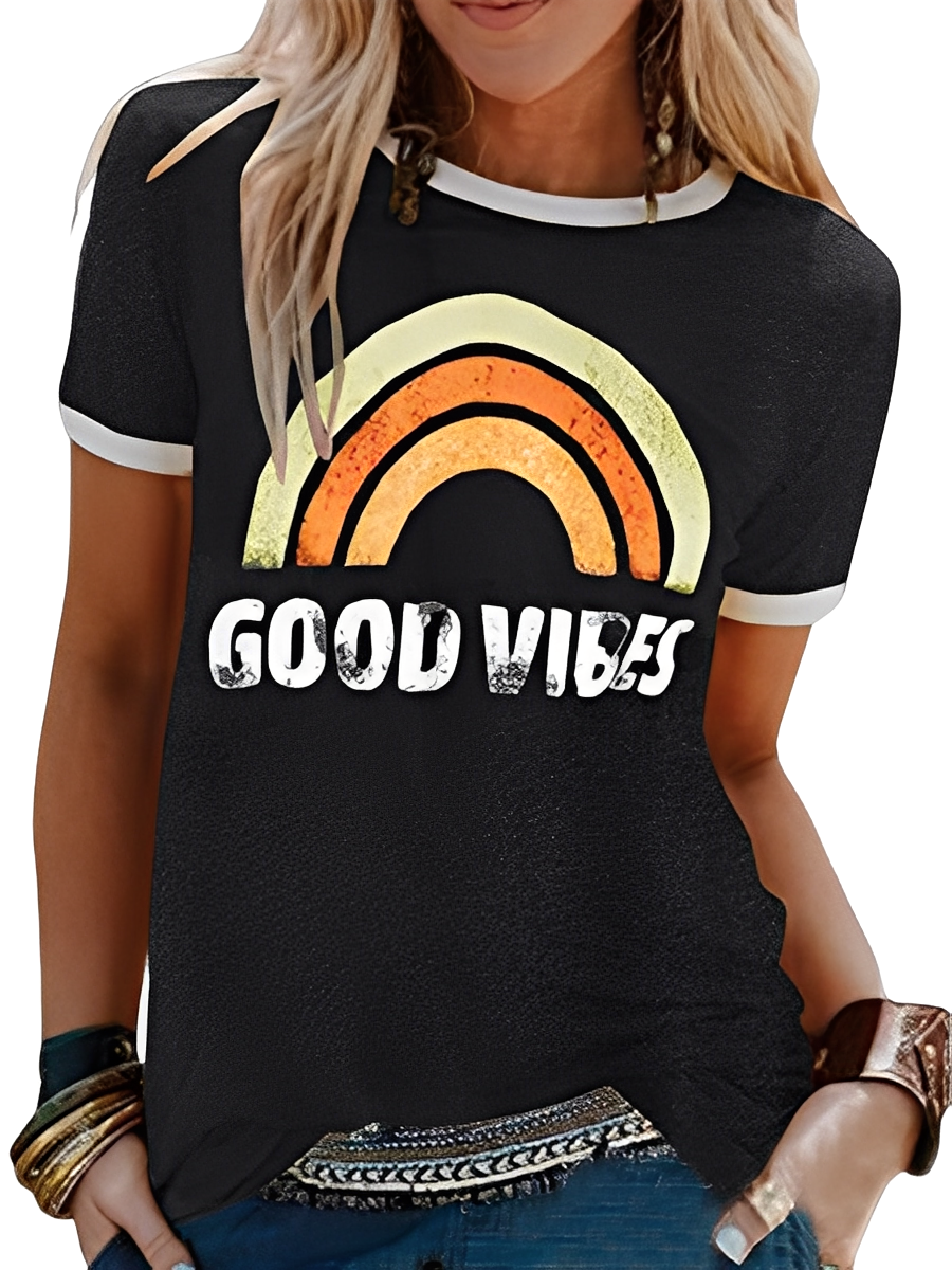 Daria - Jednoduché tričko s potiskem Good Vibes pro ženy