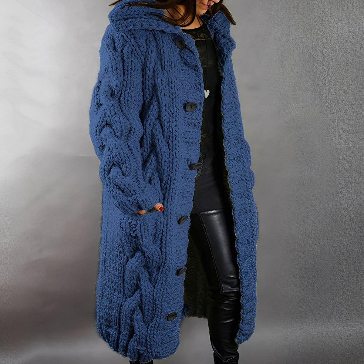 Arielle - Stylový, volně sedící dlouhý vlněný cardigan pro ženy