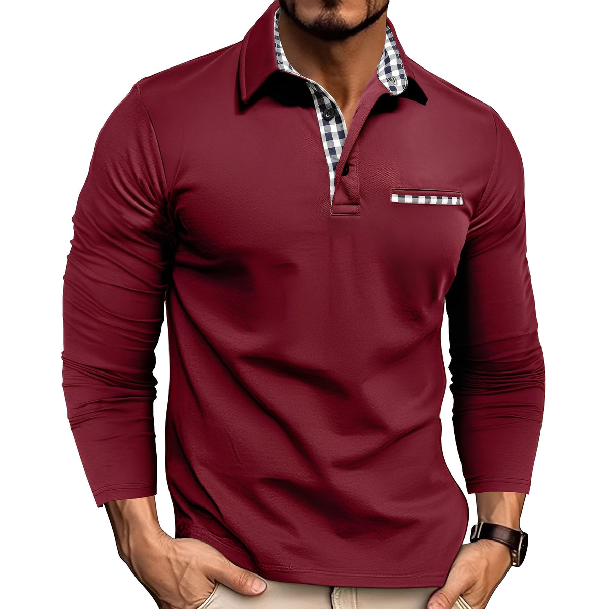 Grover - Stylové dlouhý rukáv polo tričko pro muže