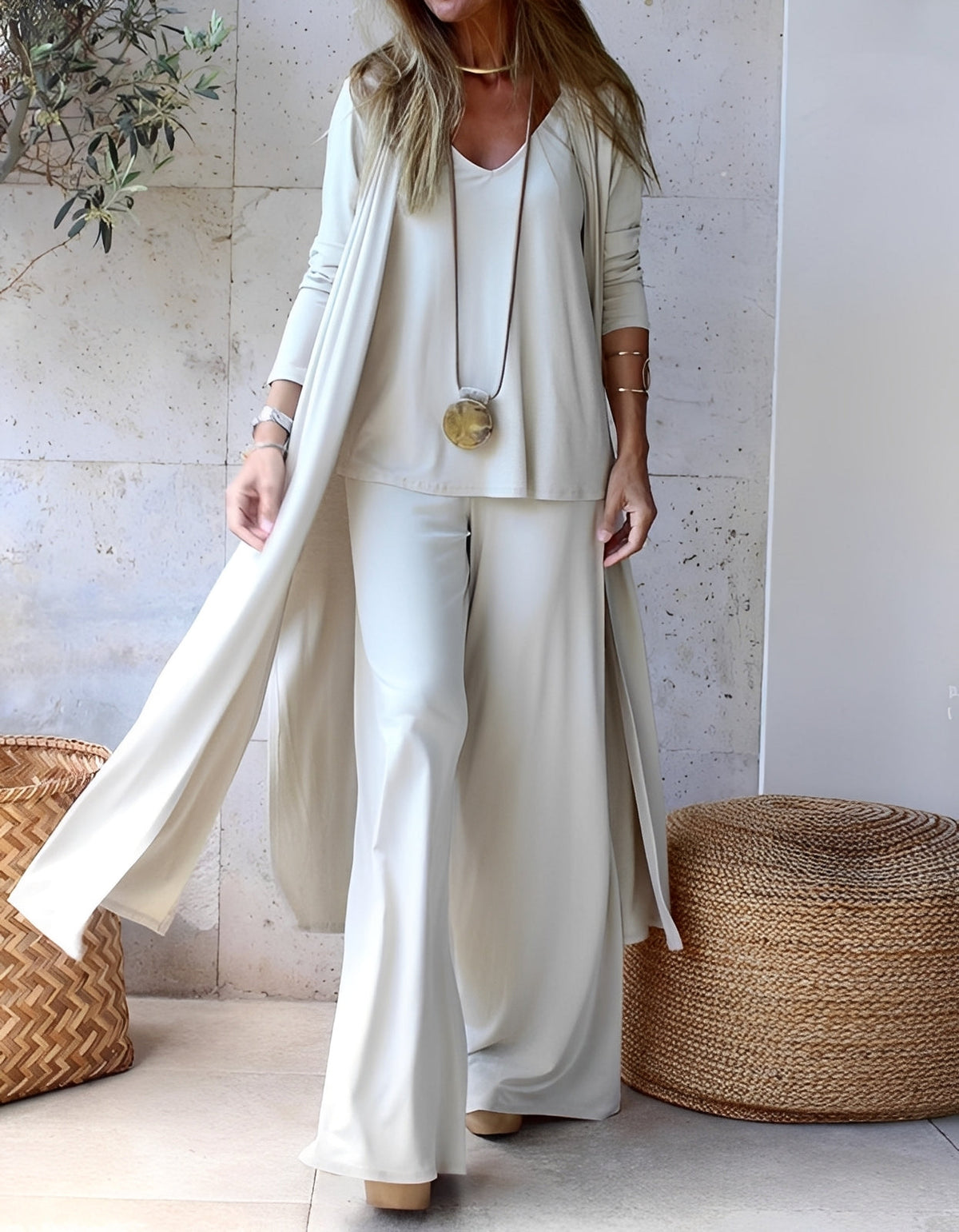 Evie - Stylový, volně padnoucí třídílný set pro dámy