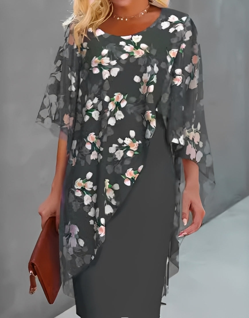 Melanie - Elegantní šifonové šaty s květinovým vzorem pro dámy