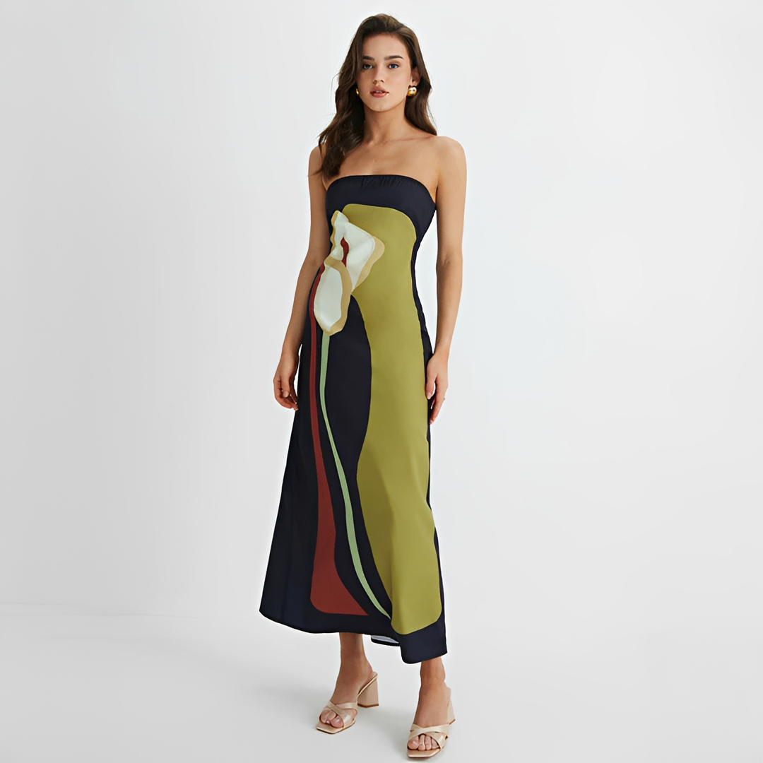 Delaney - Elegantní šaty s květinovým vzorem bez ramínek