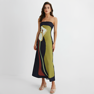Delaney - Elegantní šaty s květinovým vzorem bez ramínek