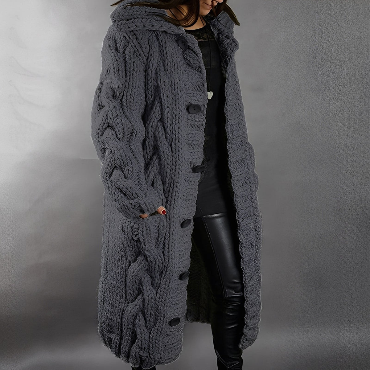 Arielle - Stylový, volně sedící dlouhý vlněný cardigan pro ženy