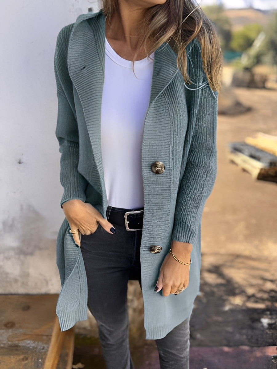 Kimmie - Ležérní dlouhý cardigan s kapucí pro dámy