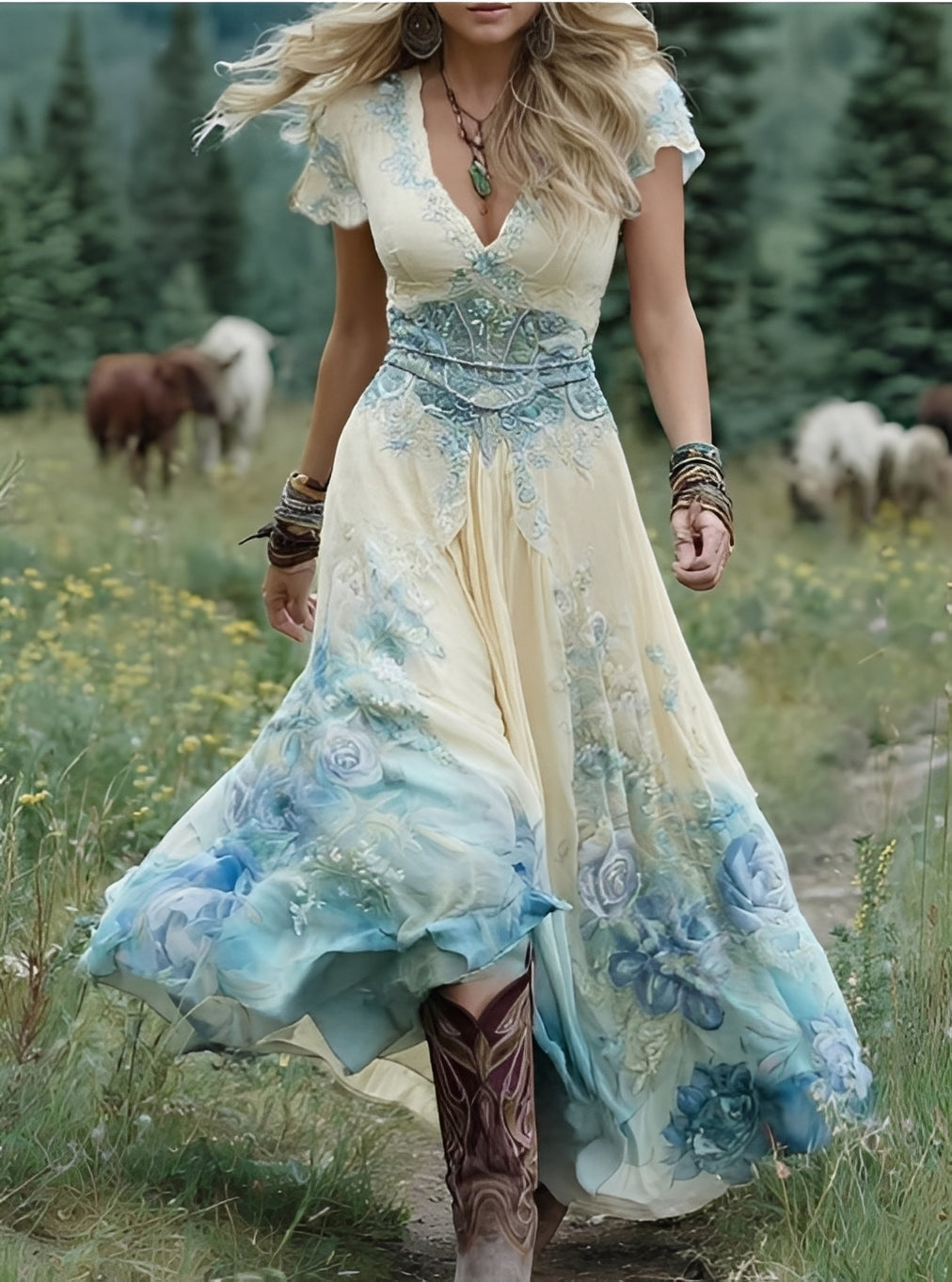 Erica - Stylové maxi šaty s květinovým vzorem pro ženy