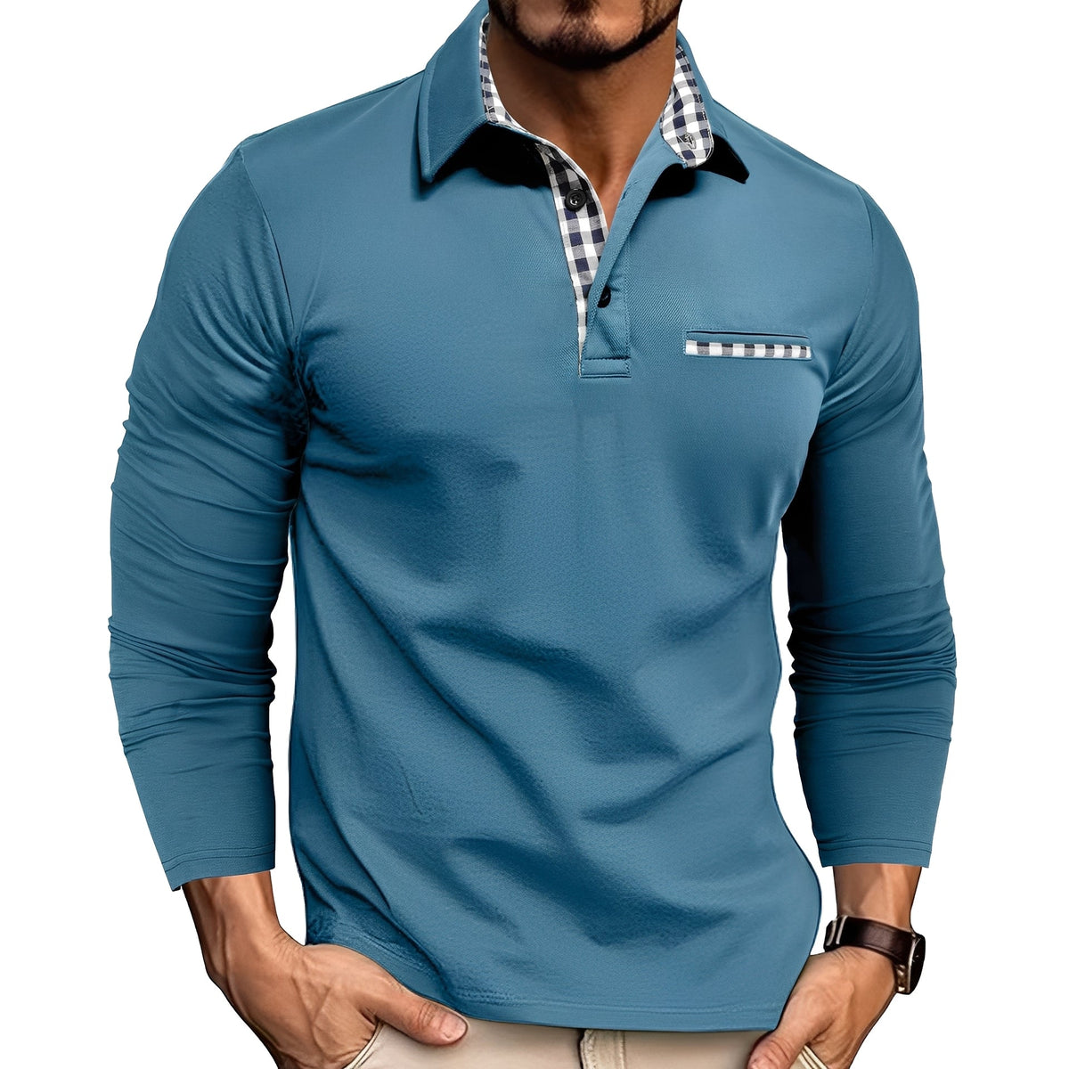 Charel - Stylové pánské polo s dlouhými rukávy