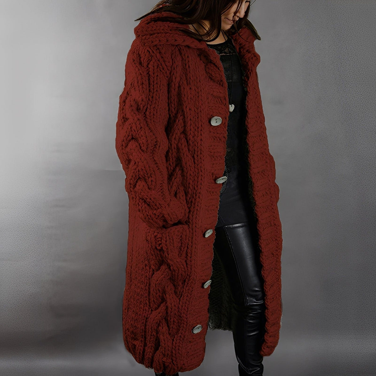 Arielle - Stylový, volně sedící dlouhý vlněný cardigan pro ženy