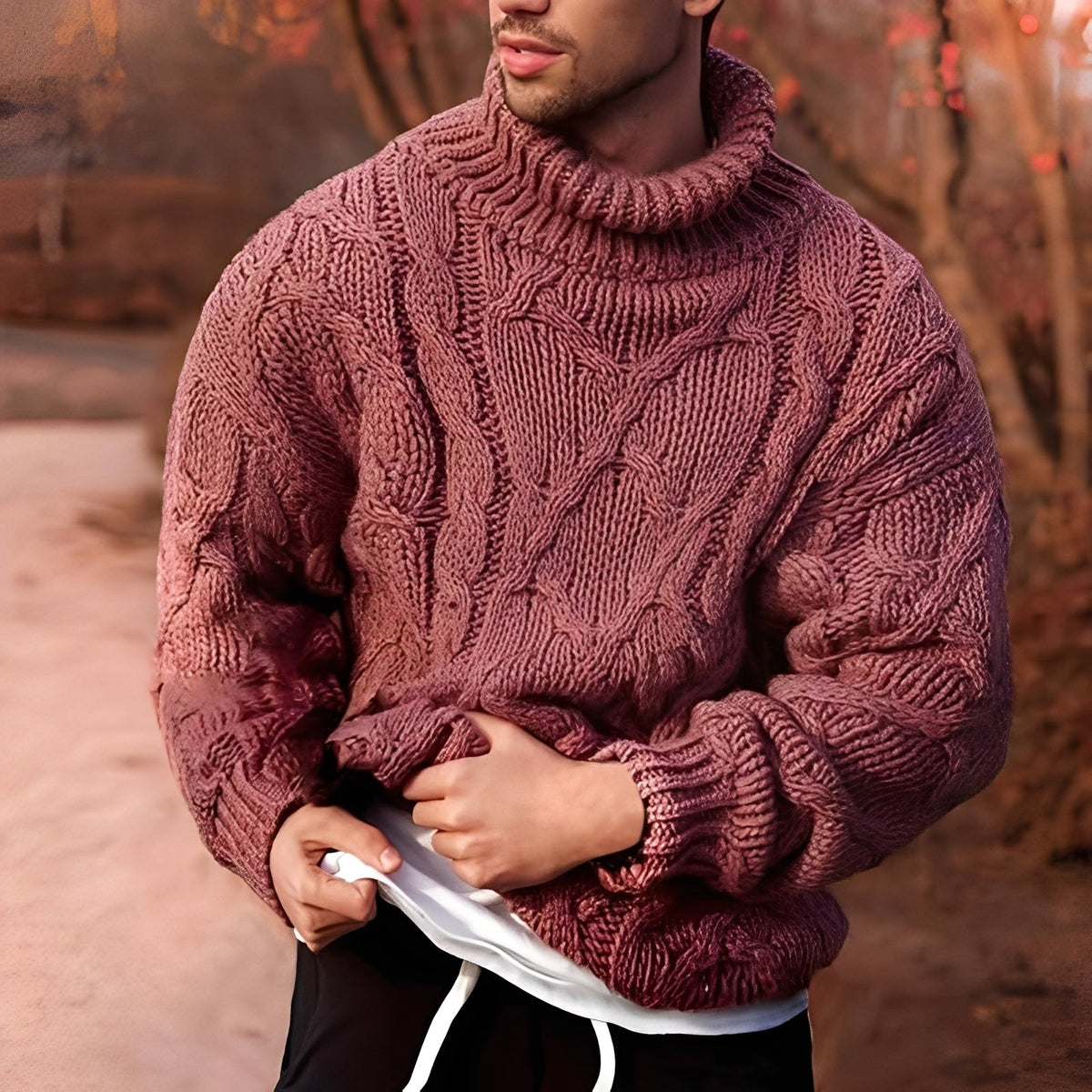 Adrian - Stylový, hrubě pletený svetr pro muže