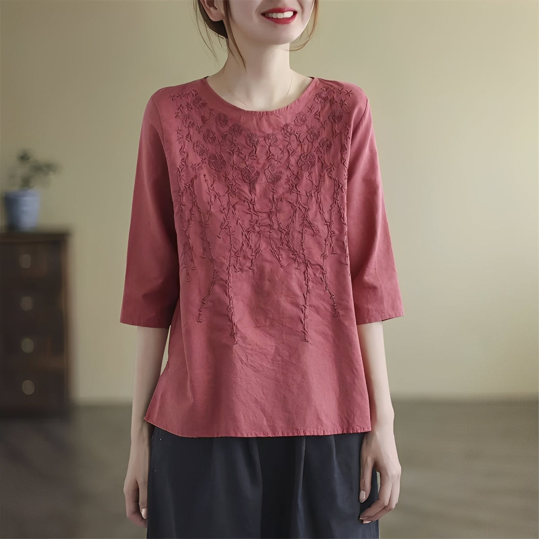 Amelia - Stylové vyšívané halenky s polovičními rukávy pro dámy