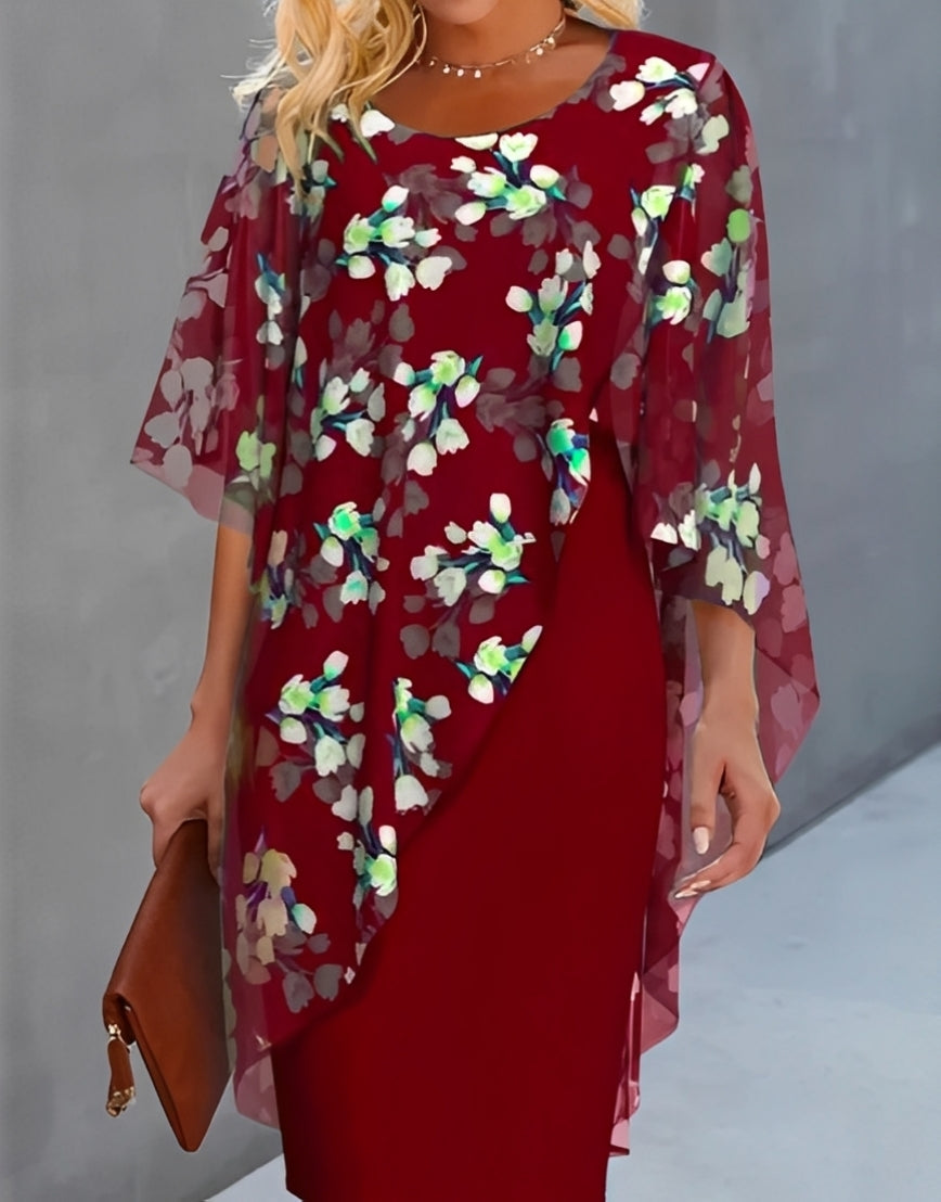 Melanie - Elegantní šifonové šaty s květinovým vzorem pro dámy