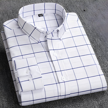 Jezriel - Kostkovaná trendy košile s dlouhými rukávy pro muže