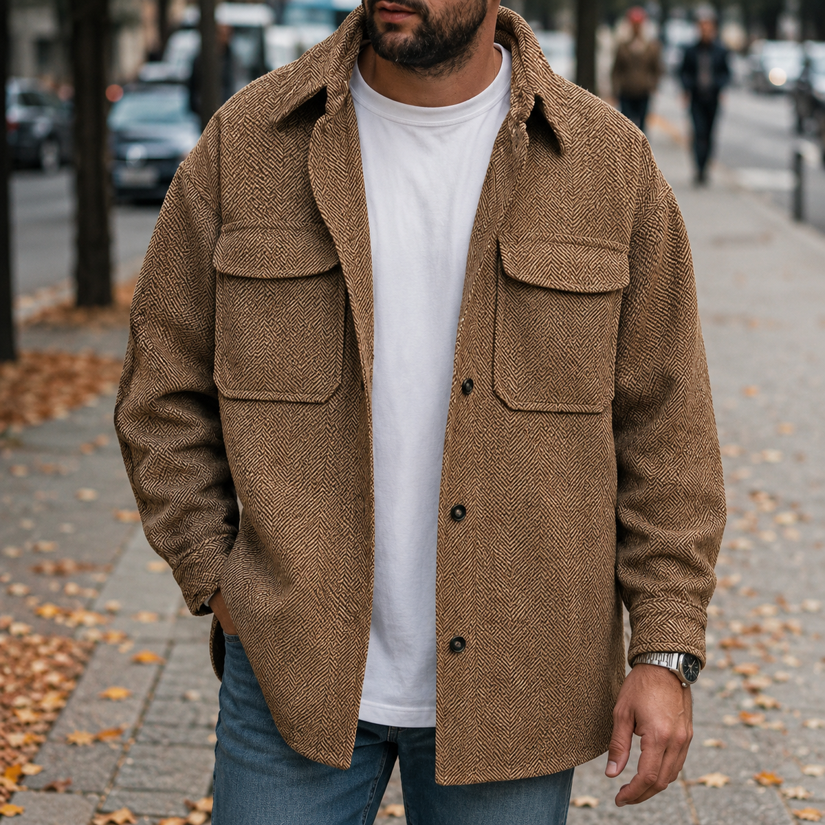 Finn - Ležérní pánská overshirt s knoflíky