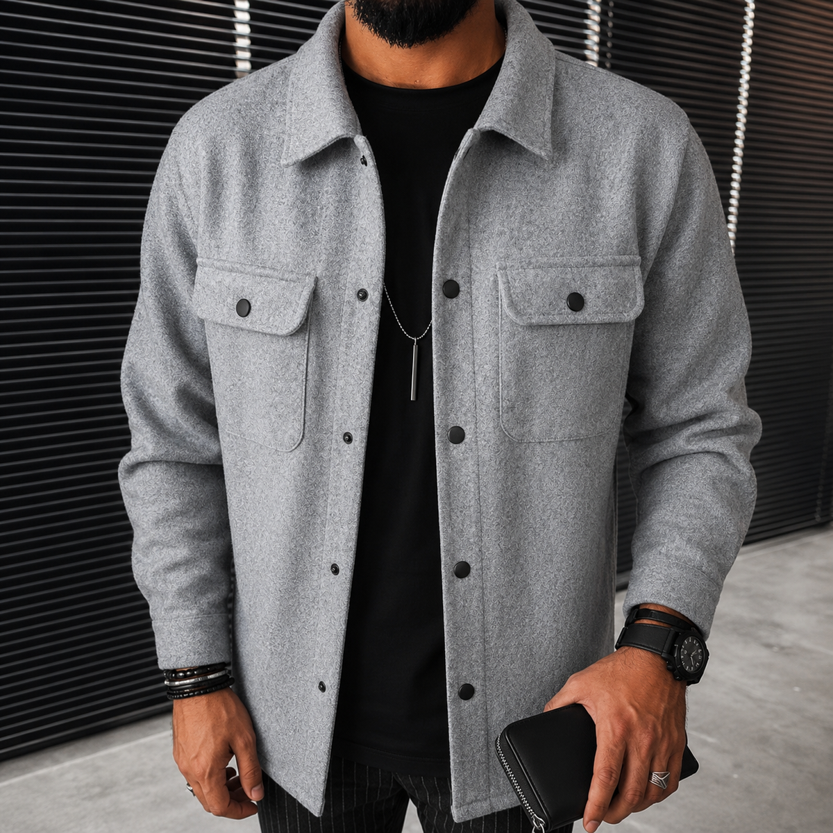 Finn - Ležérní pánská overshirt s knoflíky