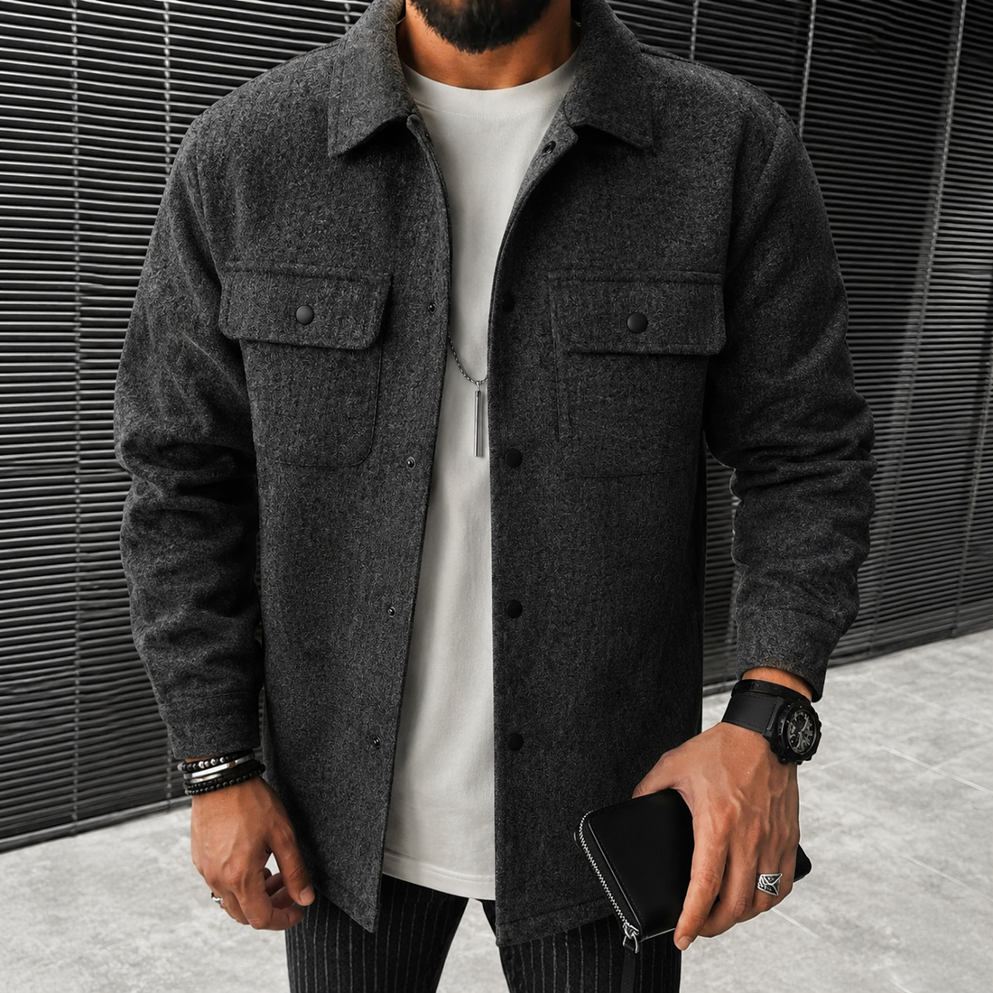 Finn - Ležérní pánská overshirt s knoflíky