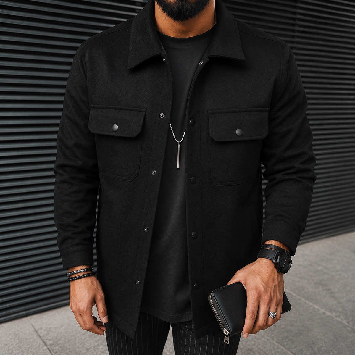Finn - Ležérní pánská overshirt s knoflíky