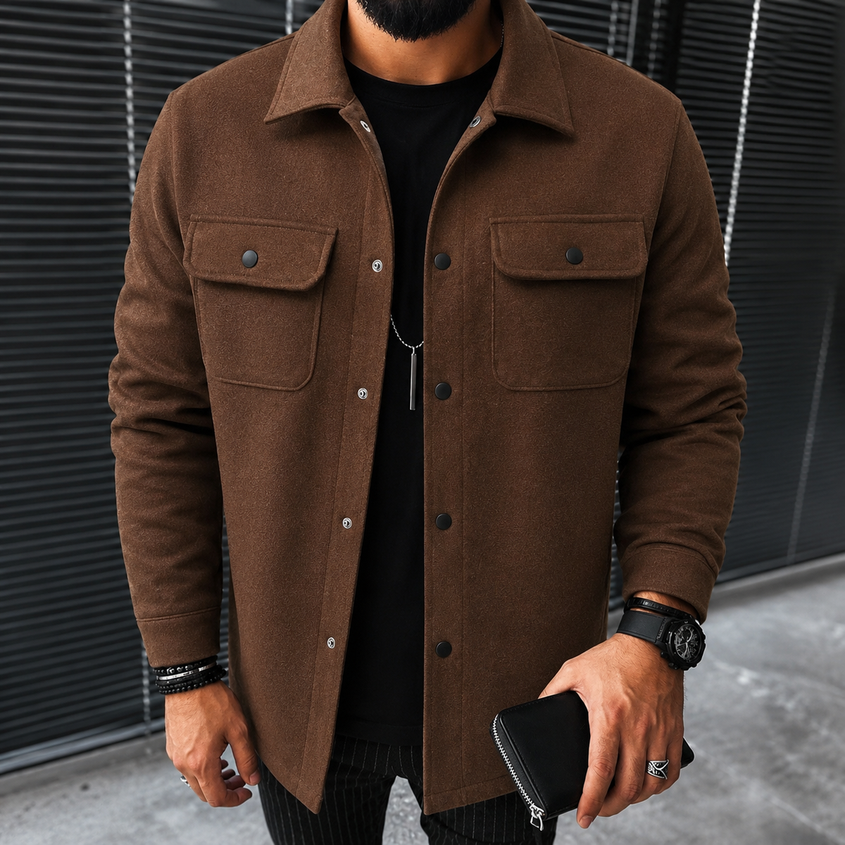 Finn - Ležérní pánská overshirt s knoflíky