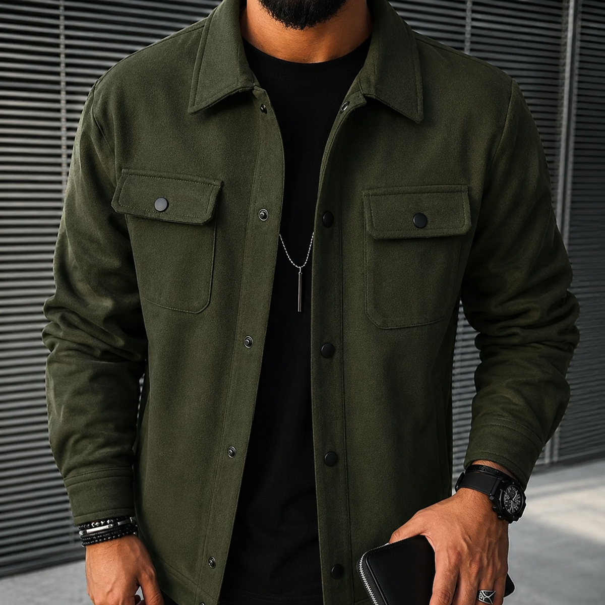 Finn - Ležérní pánská overshirt s knoflíky