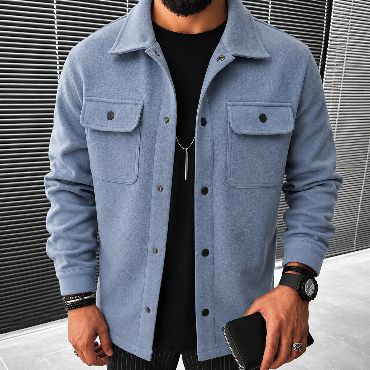 Finn - Ležérní pánská overshirt s knoflíky