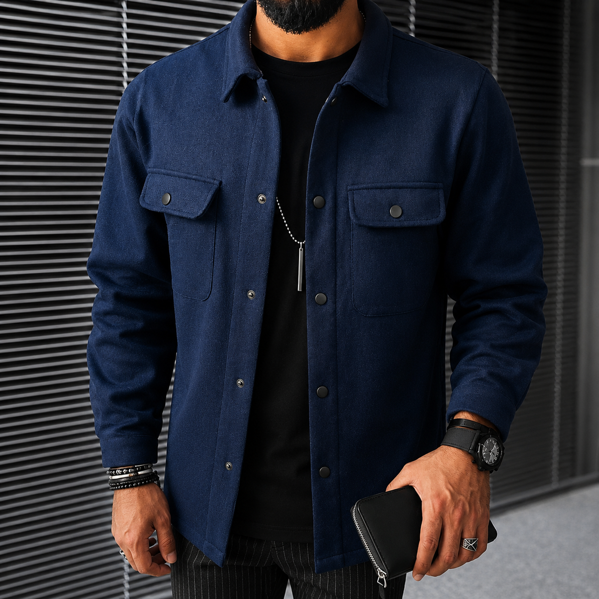 Finn - Ležérní pánská overshirt s knoflíky