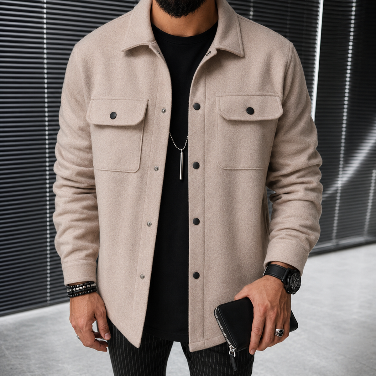 Finn - Ležérní pánská overshirt s knoflíky