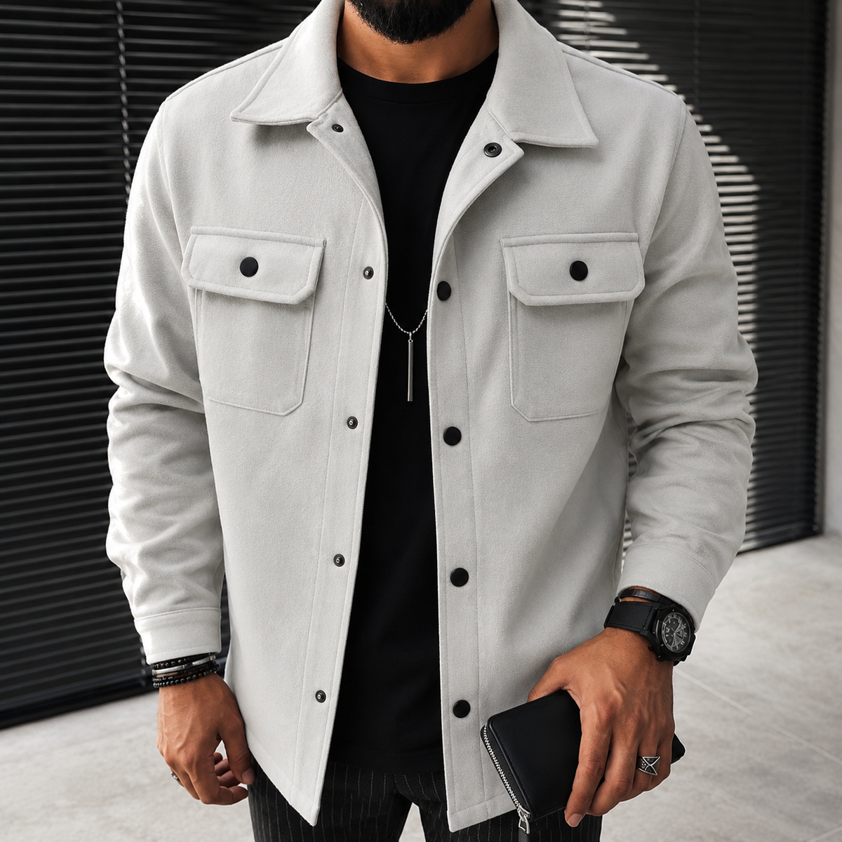 Finn - Ležérní pánská overshirt s knoflíky