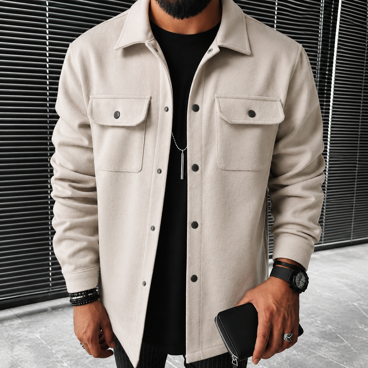 Finn - Ležérní pánská overshirt s knoflíky