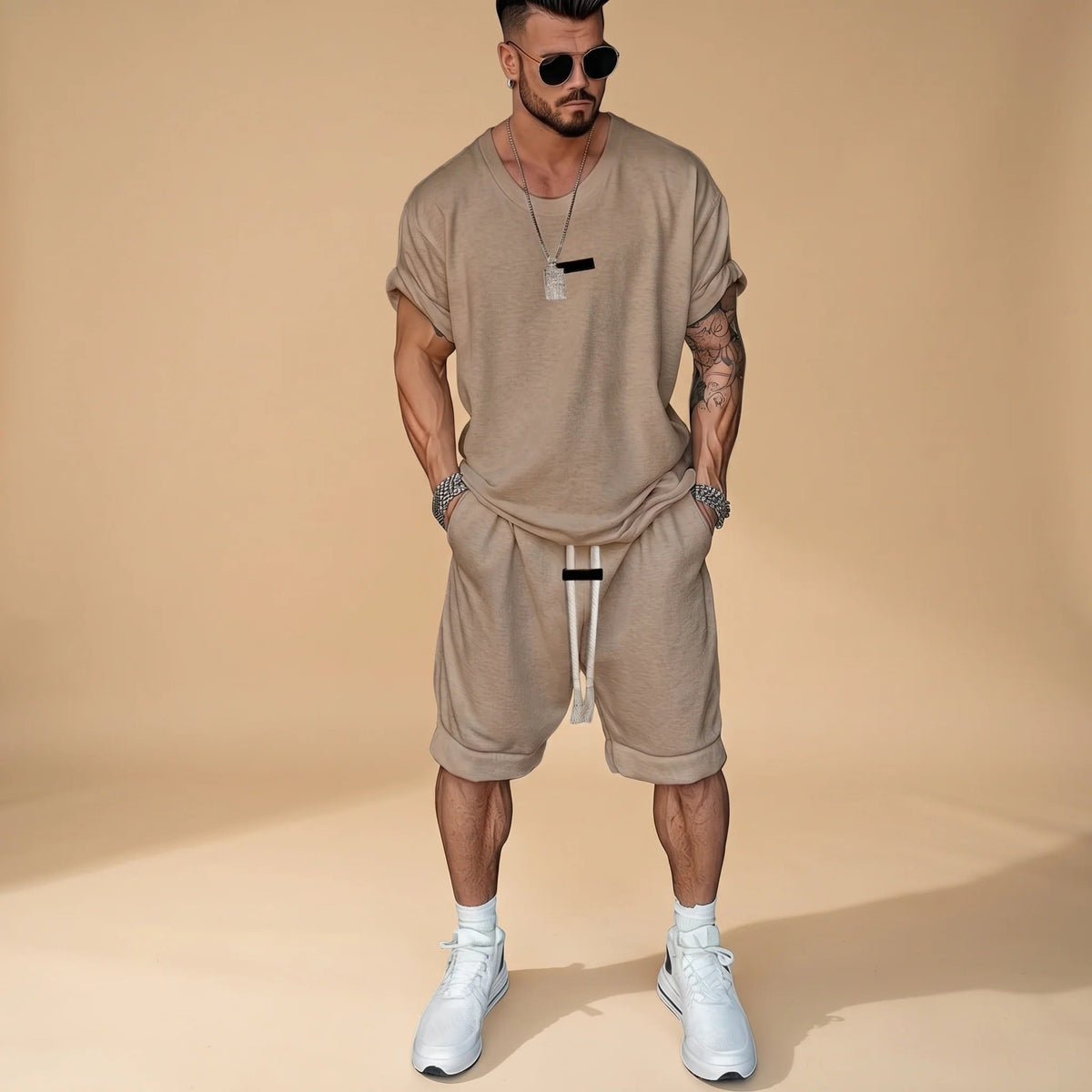 Alan - Uvolněný set s košilí a šortkami