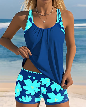 Mila - Květinový U-Neck tankini