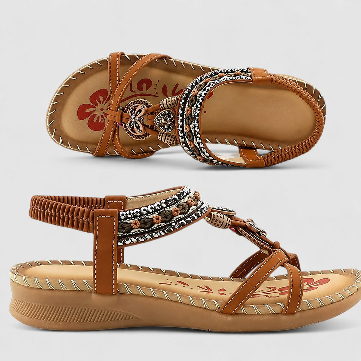 Eleanor - Stylové ploché sandály s kamínky