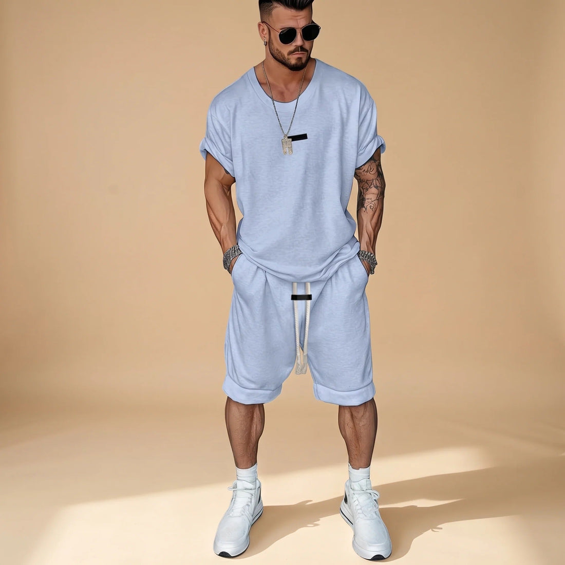 Alan - Uvolněný set s košilí a šortkami