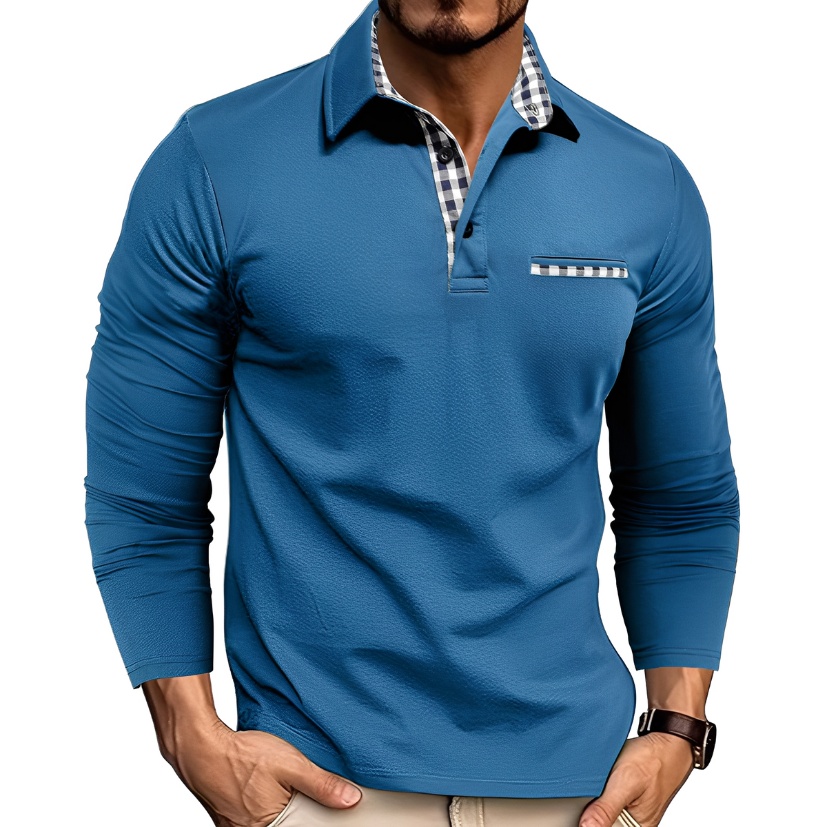 Grover - Stylové dlouhý rukáv polo tričko pro muže