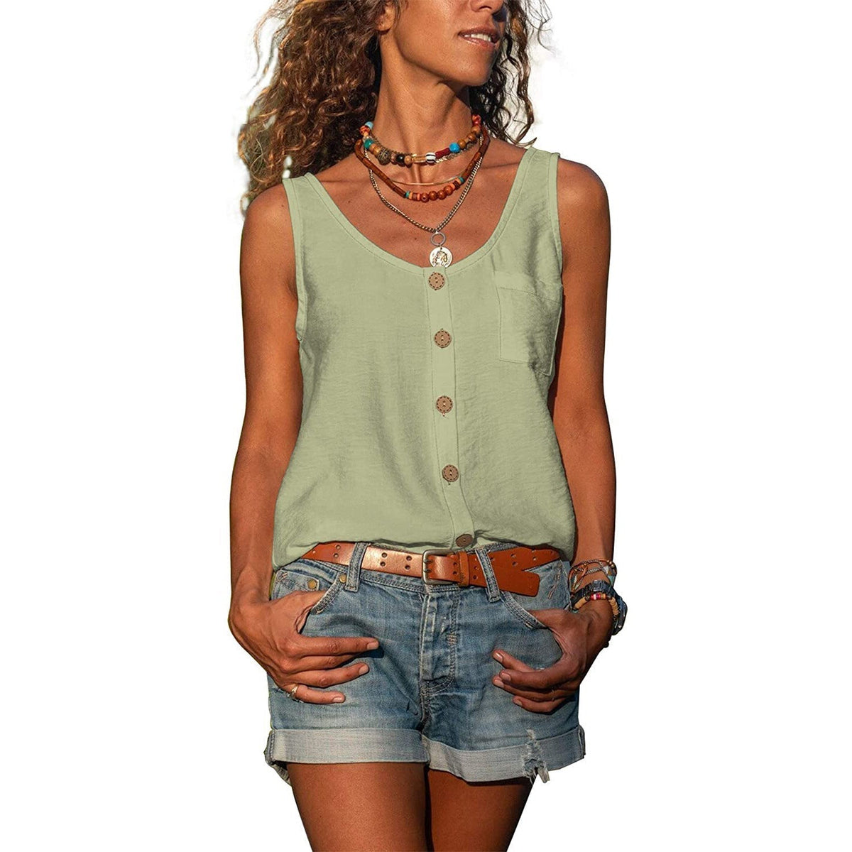 Hannah - Tílko s knoflíkovou légou a kapsou