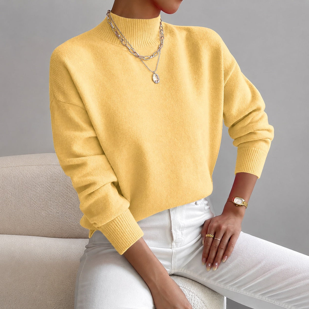 Roxana - Stylový svetr s polovičním límcem pro ženy