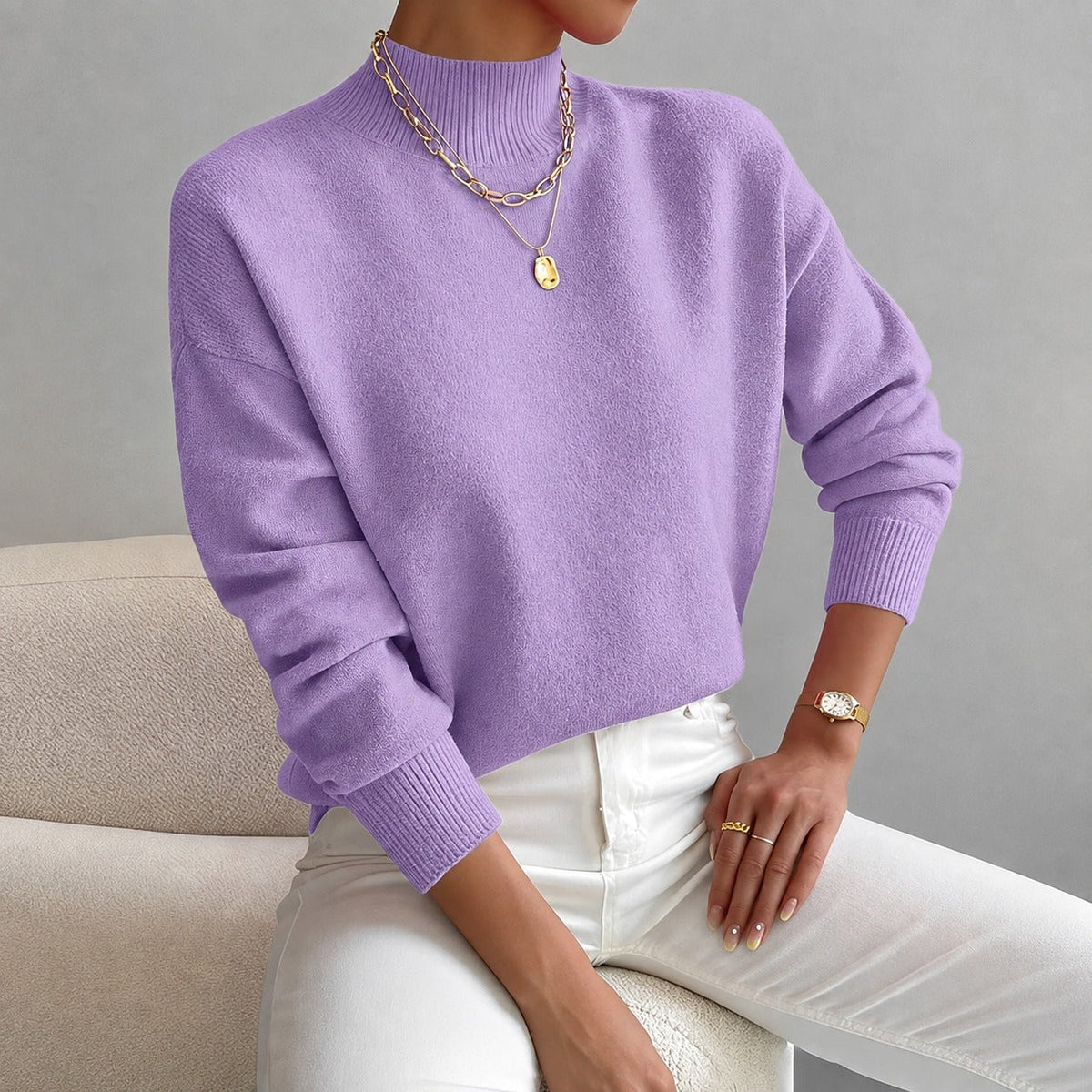 Roxana - Stylový svetr s polovičním límcem pro ženy